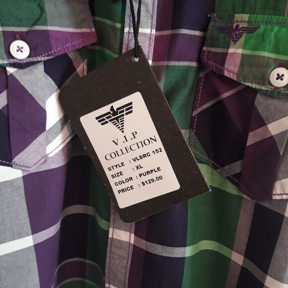 VIP Collection Society of Greater Islands Button Up Shirt Mens XL Green White Bl - Picture 10 of 12